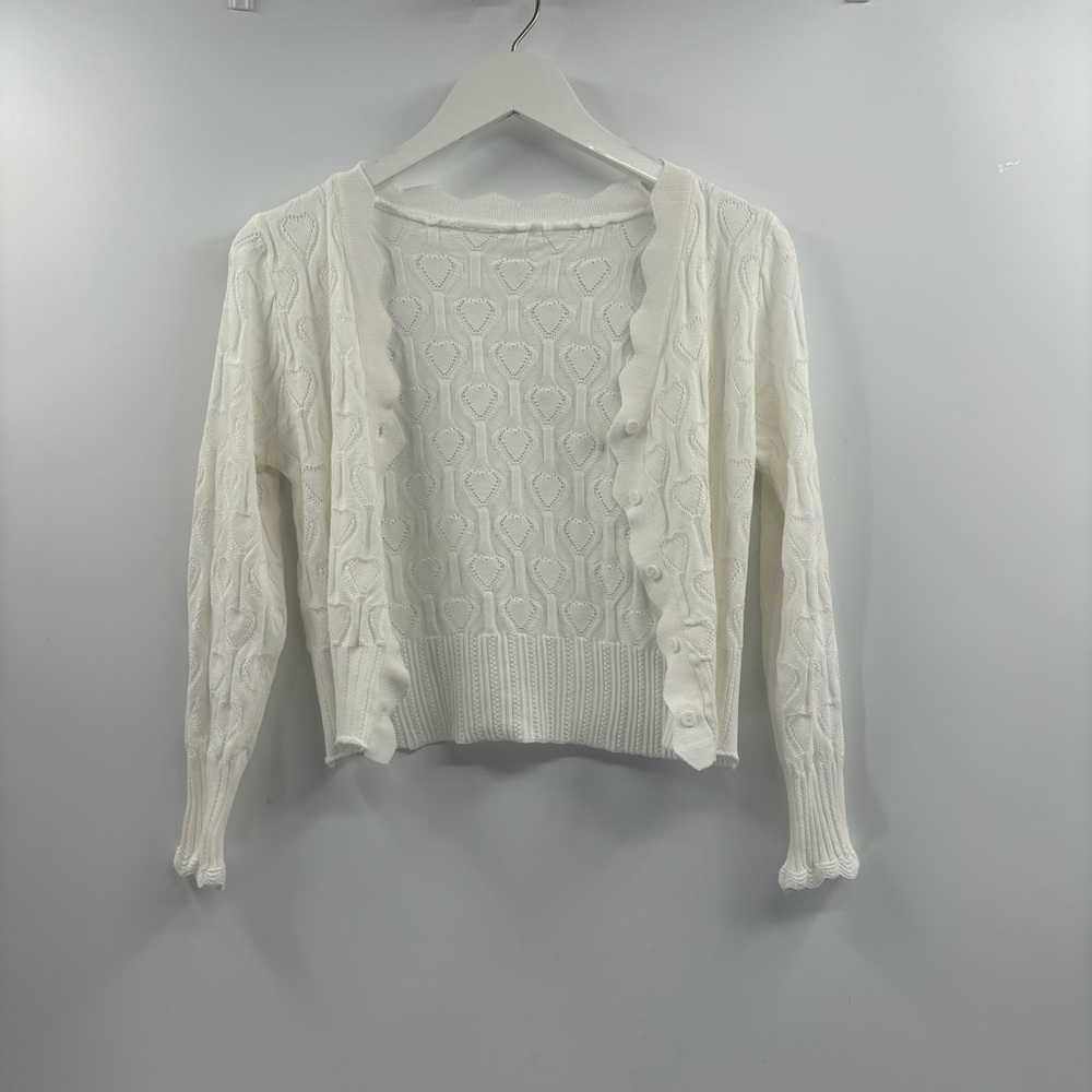 yesstyle white heart pattern sheer cardigan